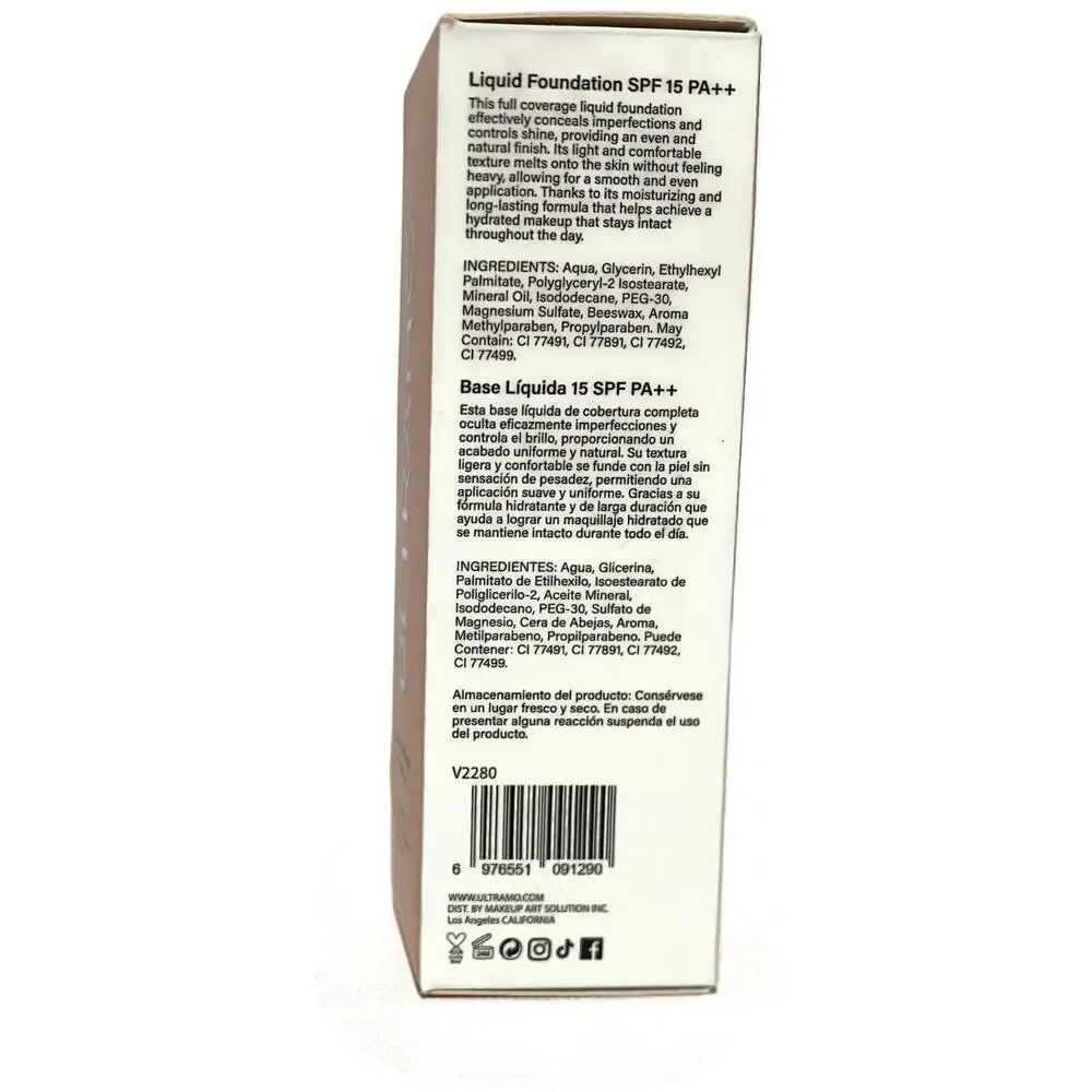 ULTRAMO Liquid Foundation Vanilla SPF 15 PA++ Matte High Coverage 40ml